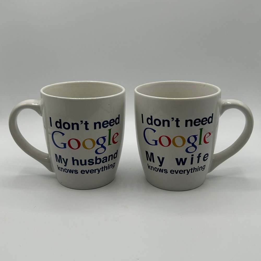 Home Essentials I Don't Need Google Husband & Wife Coffee Mug Set of 2 Funny